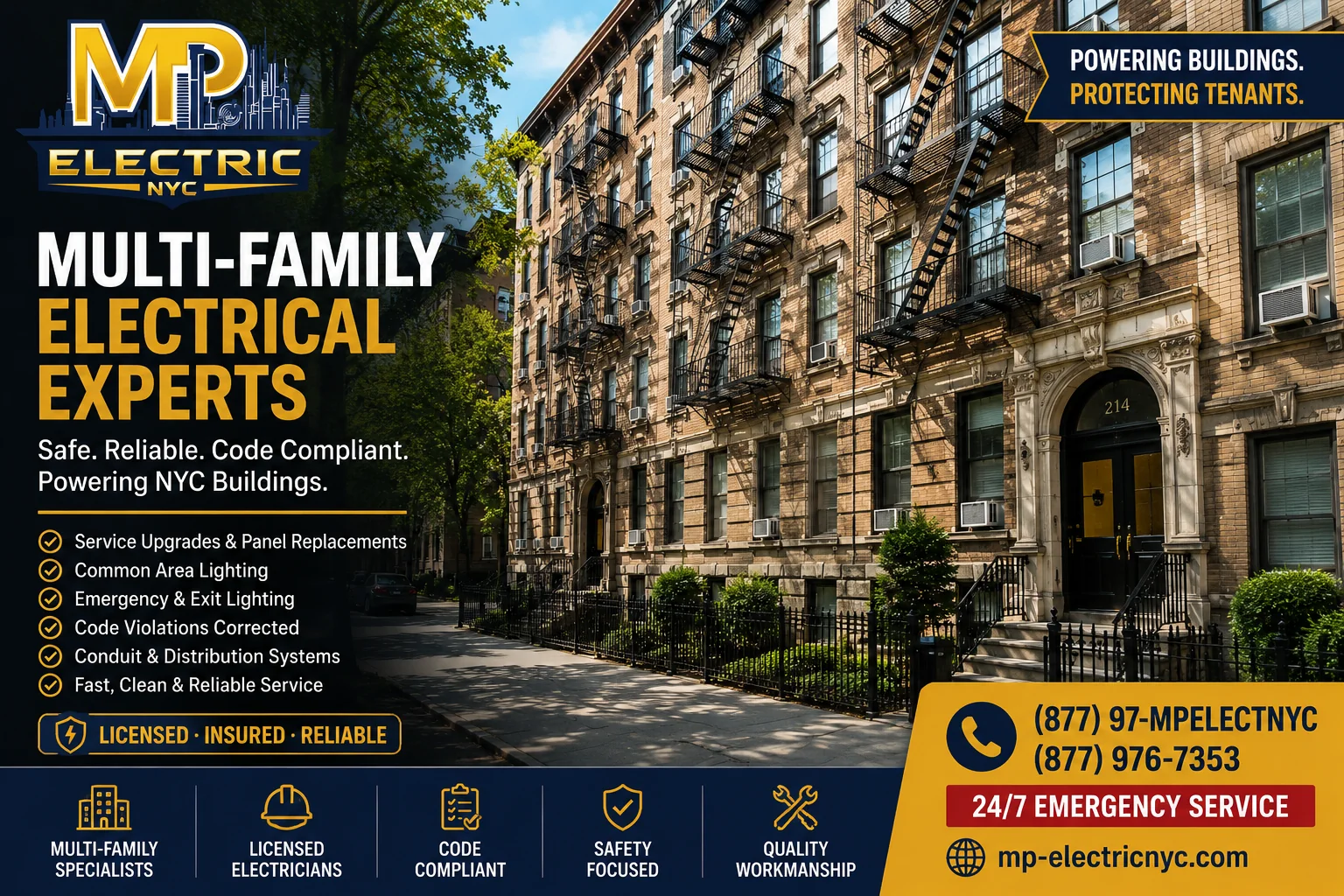 MP Electric NYC — electrical services for NYC property managers and building owners, licensed & insured