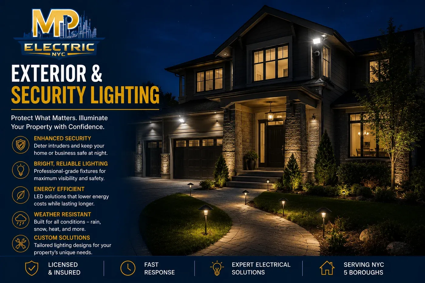 Exterior and security lighting installation in NYC