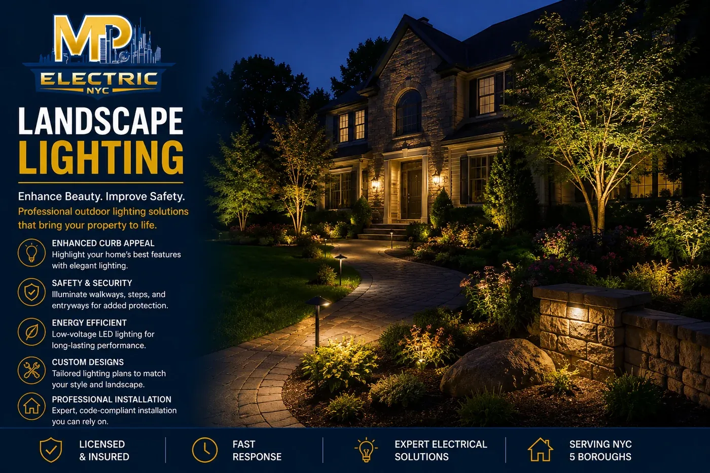Landscape and outdoor accent lighting for NYC homes