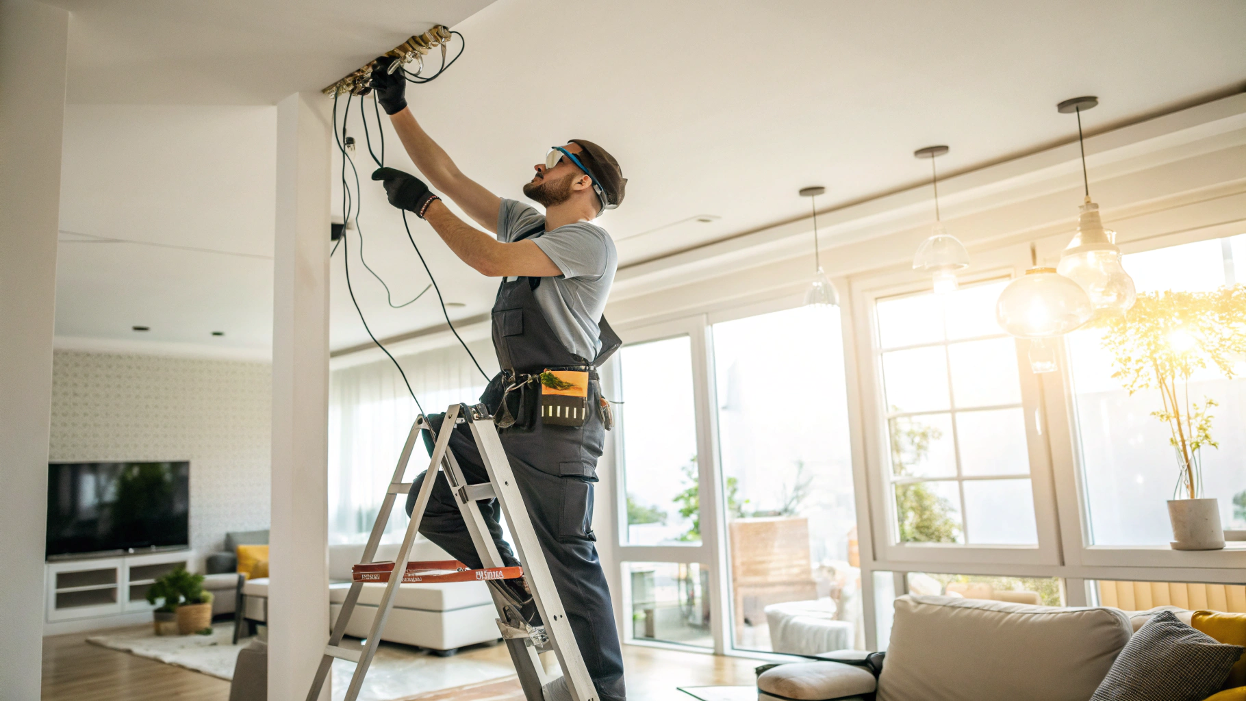 Maintenance Services 6 Electrician working on emergency repairs