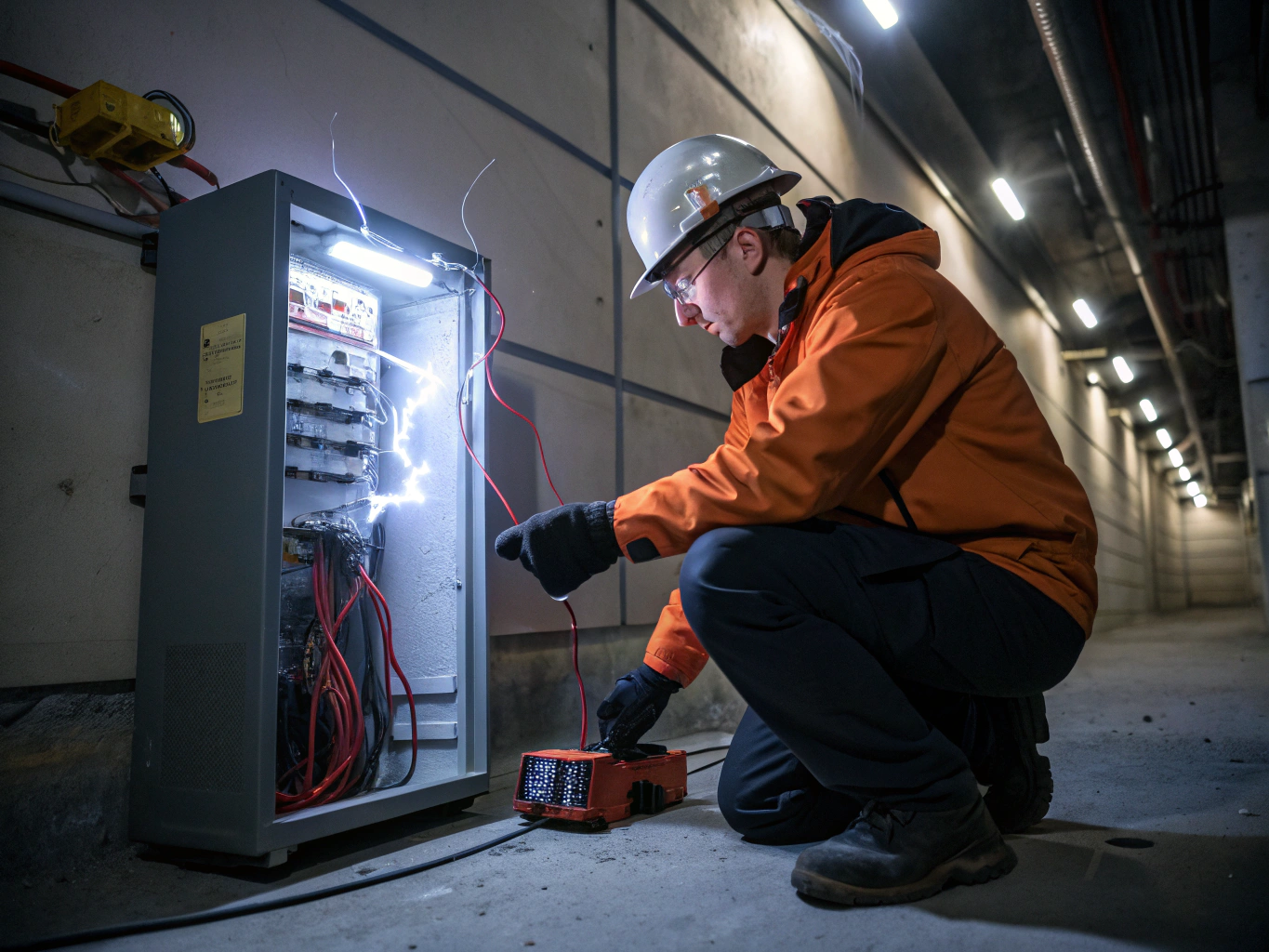 Emergency Repairs 2 Electrician working on emergency repairs