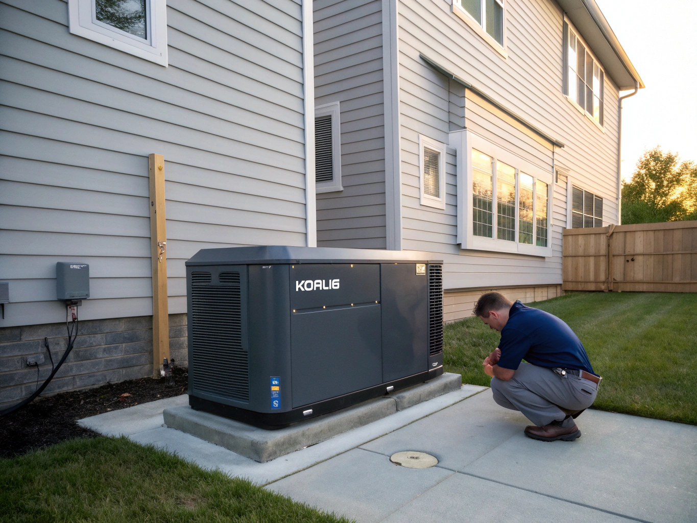 Generator 1 Professional generator installation outside a home