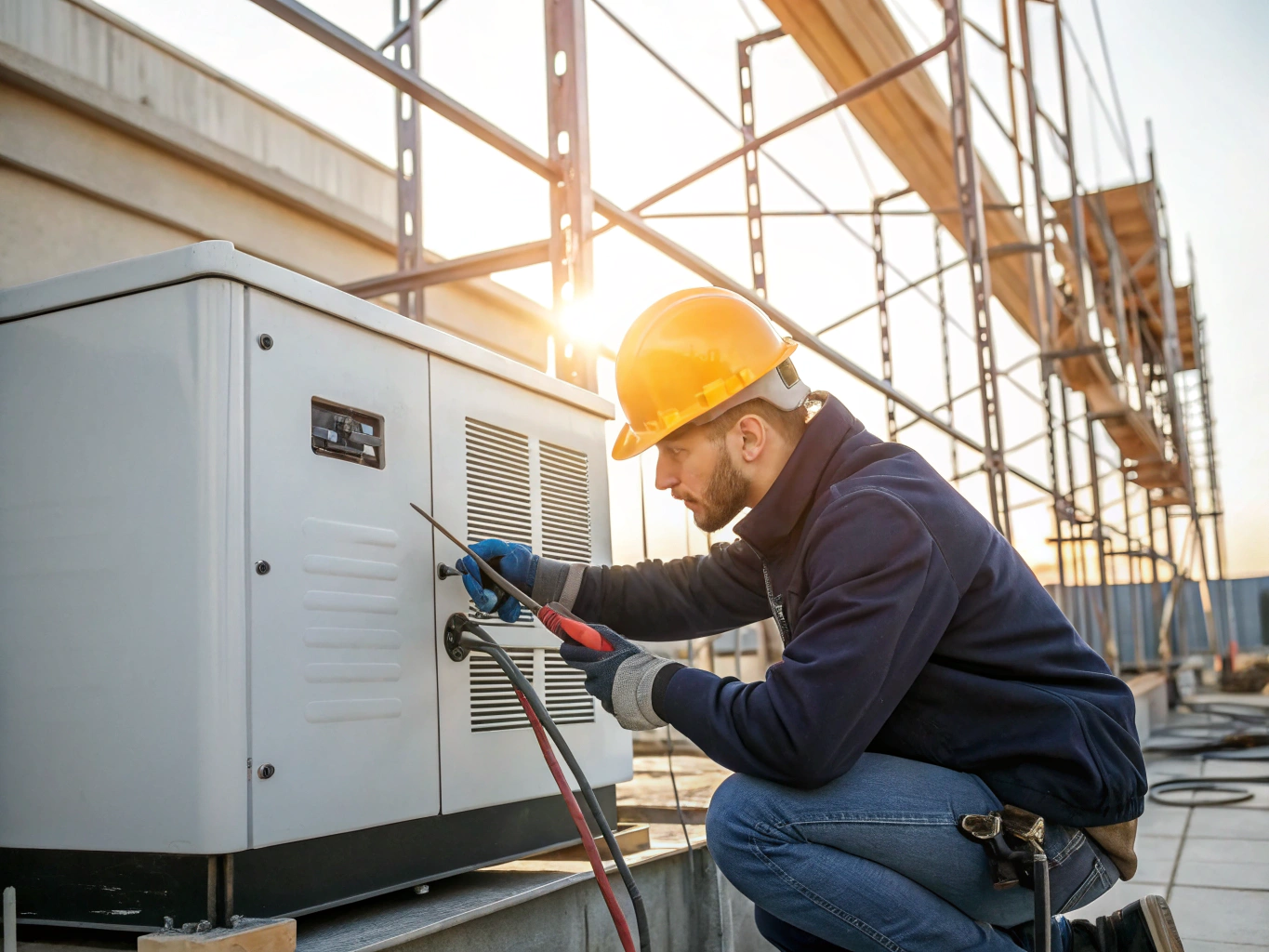 Generator 2 Professional electrician installing a standby generator